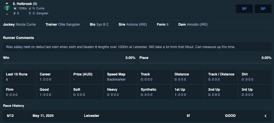 Horse Racing on Stake form Guide